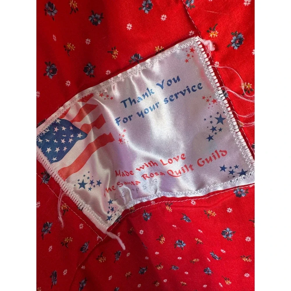 Santa Rosa Quilt Guild Patriotic Americana Patchwork Quilt 39x52 Blue Red White